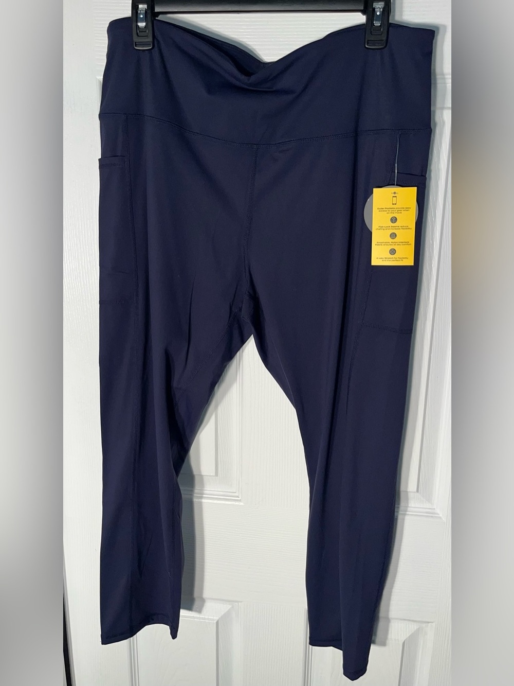 Women’s Size XL Stretchtherules Leggings Navy Blue Nylon Blend Outer Pockets